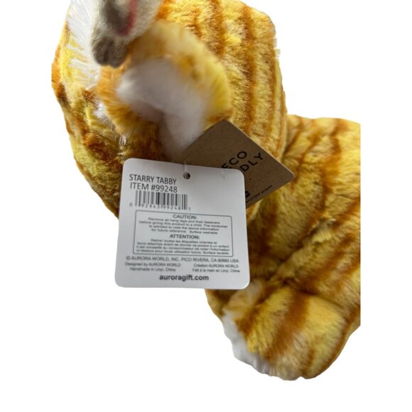 Aurora World 9" Christmas Star Gold Tabby Orange Stripped Cat Kitten Plush Toy - Picture 6 of 8